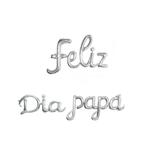 Set De Globos Metálicos Feliz Día Papá Plateado-0