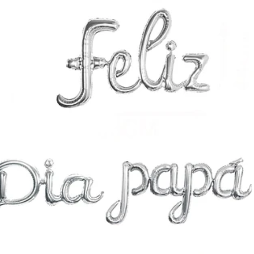Set De Globos Metálicos Feliz Día Papá Plateado-1