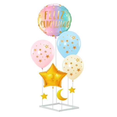 Set De Globos Feliz Cumpleaños Con Base 6 pcs-0