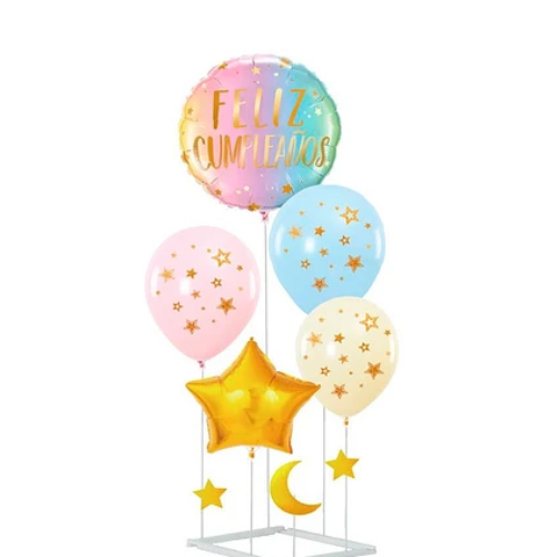 Set De Globos Feliz Cumpleaños Con Base 6 pcs-1