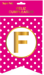 BANDERIN FUCSIA LUNARES BLANCOS -0