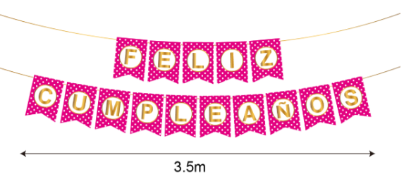 BANDERIN FUCSIA LUNARES BLANCOS -1