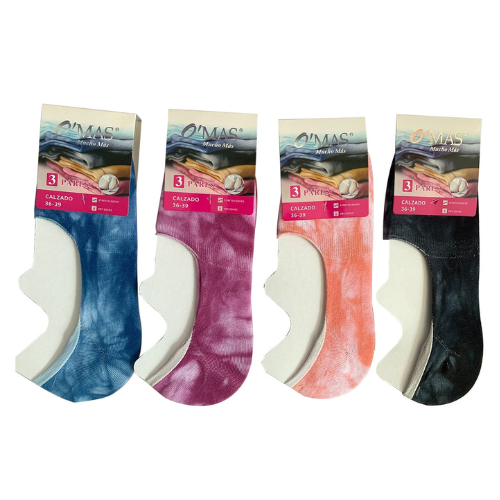 Calcetin Invisible Tie Dye Talla Unica 12 Unidades-1