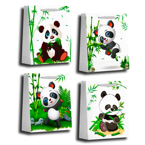 Bolsa De Regalo Diseño Panda 18X24X8.5Cm | 12 Unid-1