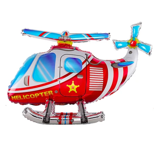 Globo Metalico Helicoptero Rojo 30x51x82 cm-0