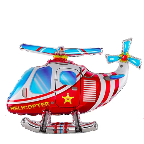 Globo Metalico Helicoptero Rojo 30x51x82 cm-1