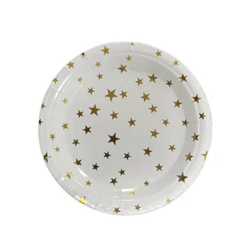 Platos De Cartón Estrella Dorada 6 pcs 23cm-0