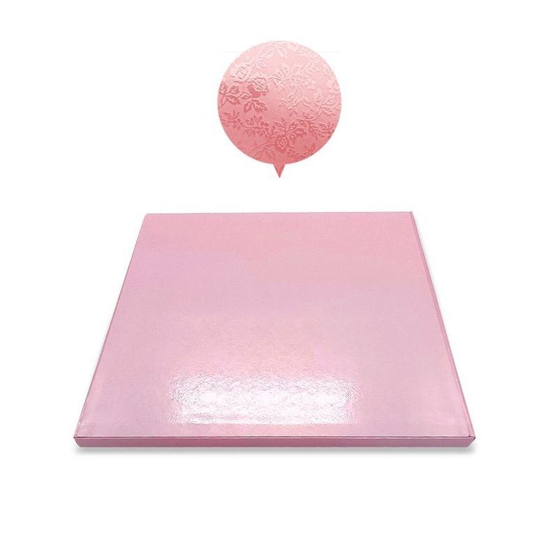 BASE TORTA CUADRADO 30 CM ROSADO X1 UNI-0