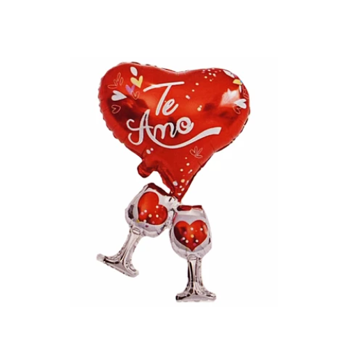 Globo Metalico Corazón Te Amo Copas 1Pcs 47x69Cm-0