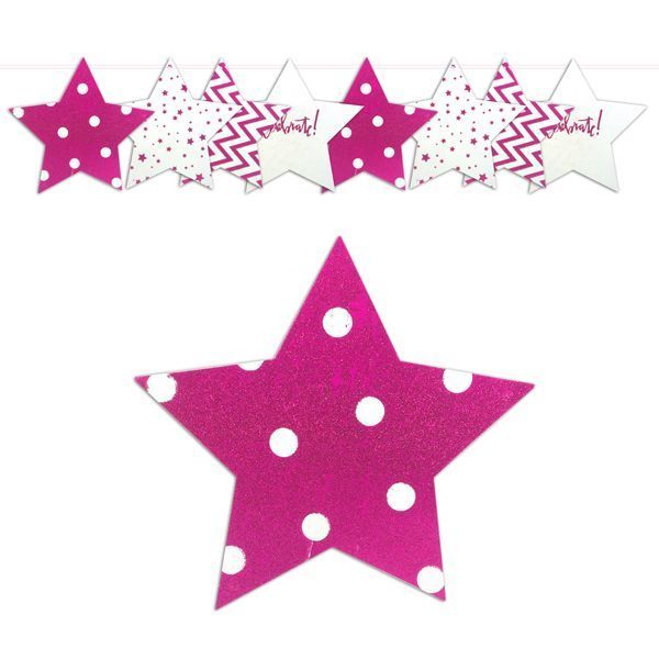GUIRNALDA ESTRELLA GLITTER FUCSIA X1 UNI-0