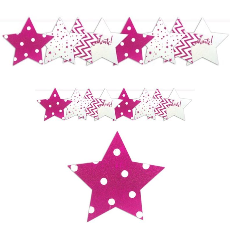 GUIRNALDA ESTRELLA GLITTER FUCSIA X1 UNI-1