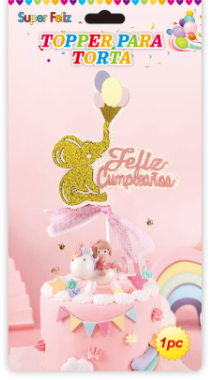 TOPPER PARA TORTA ELEFANTE DORADO-0