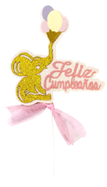 TOPPER PARA TORTA ELEFANTE DORADO-1