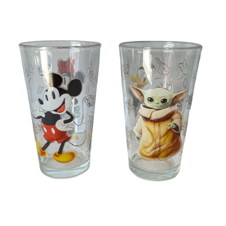 SET 2 VASOS VIDRIO DISNEY 100 AÑOS.-1