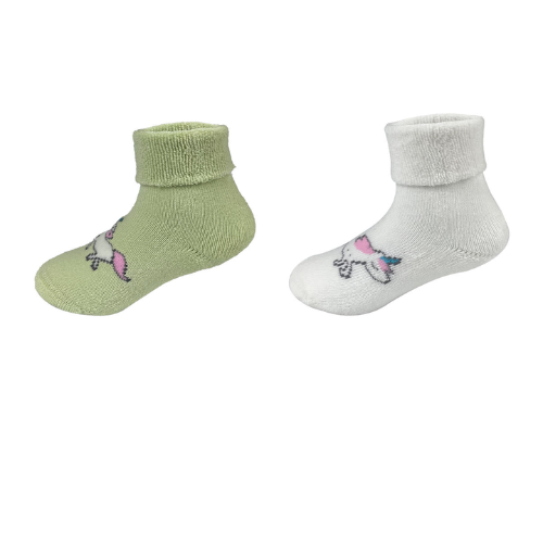 Calcetines De Bebe Niña Unicornio Algodon Talla 9-18 12 Unid-1