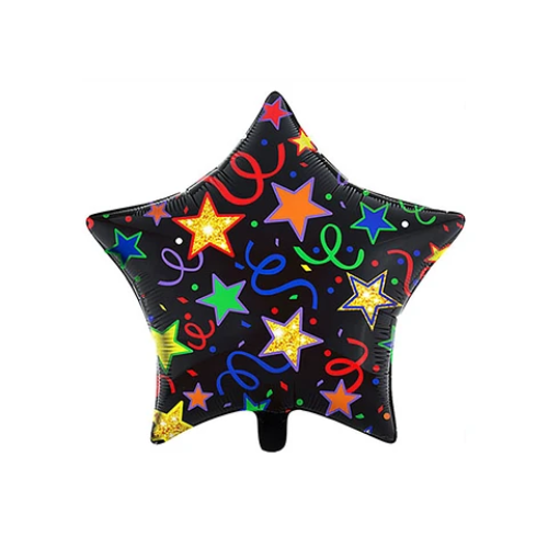 Globo Metálico De Estrella Fondo Negro 45Cm-0