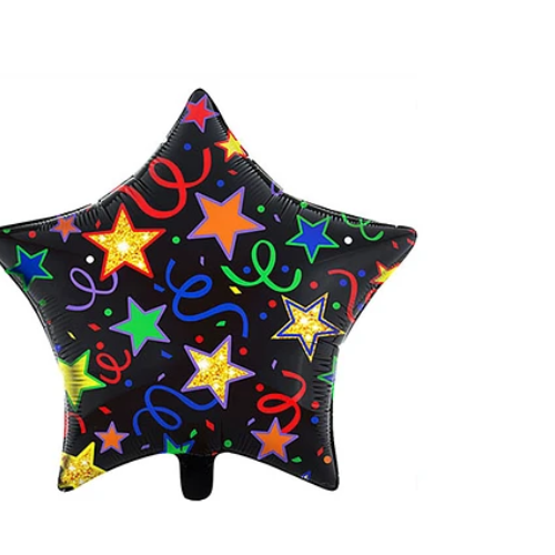 Globo Metálico De Estrella Fondo Negro 45Cm-1