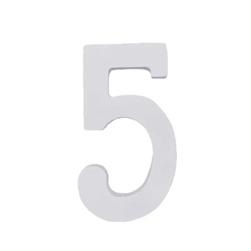 Numero De Madera 5 11cm Blanco