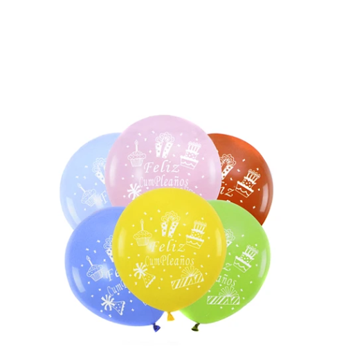 Globos De Látex Feliz Cumpleaños 6 pcs 30 cm Colores Surtidos-1