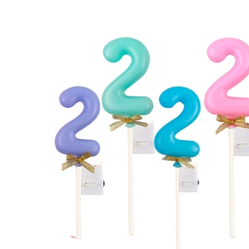 Topper Nº 2 Con Luz Led Color Aleatorio 22cm
