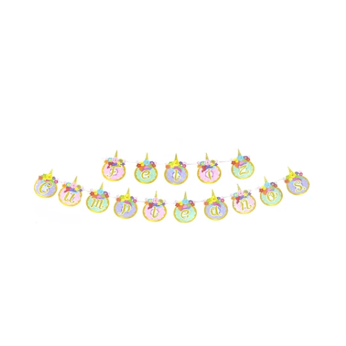 Guirnalda De Feliz Cumpleaños Unicornios 4.5m-0
