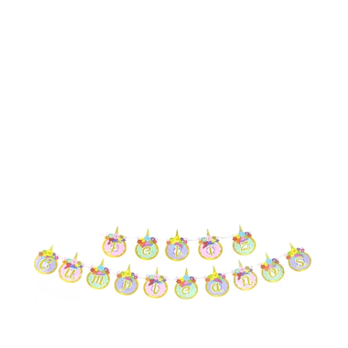 Guirnalda De Feliz Cumpleaños Unicornios 4.5m-1