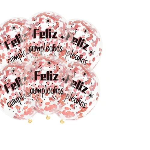 Set De Globos Látex Feliz Cumpleaños Con Confeti 6Pcs-1