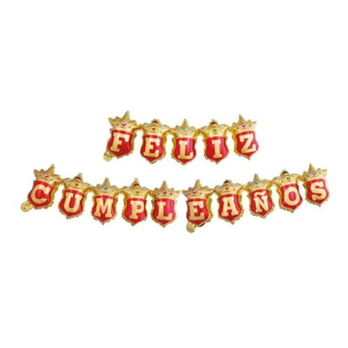 Guirnalda De Globos Feliz Cumpleaños Dorado Y Rojo 36x249cm-0