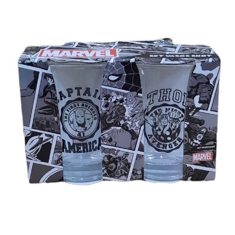 SET 2 VASOS SHOT MARVEL COMIC II.-0