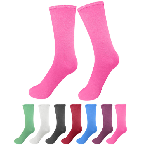 Calcetines De Mujer Corte Medio Color Liso 12 Unid-1