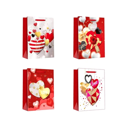 Bolsa De Regalo Corazones 10x26x32 cm