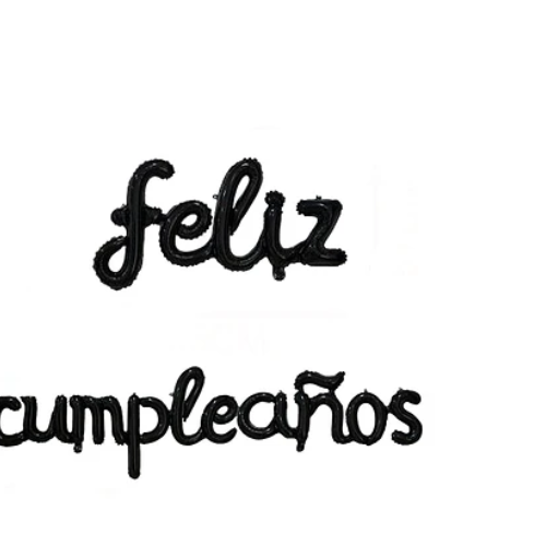 Set De Globos Metálicos Feliz Cumpleaños Negro 16 Pulgadas-1