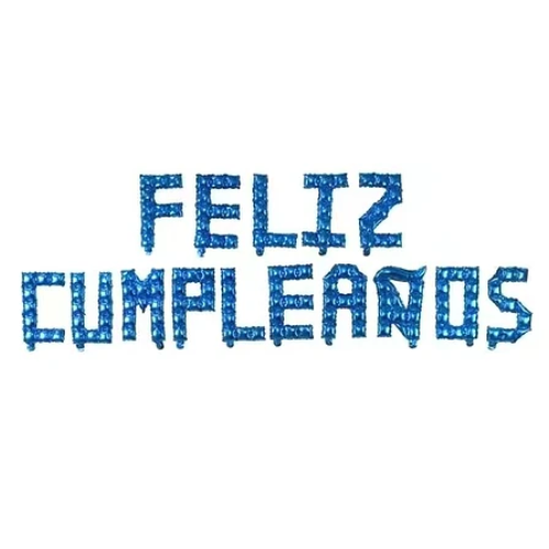 Set Globos Metálicos Feliz Cumpleaños Color Azul 16 Pulgadas-0