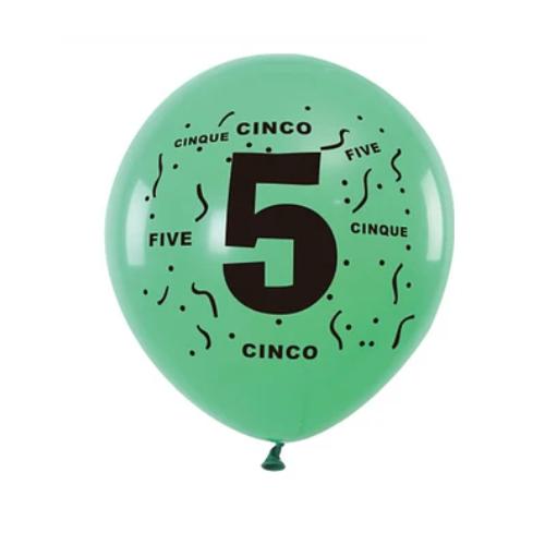 Globos De Latex Con Numeros 5 Colores Surtidos