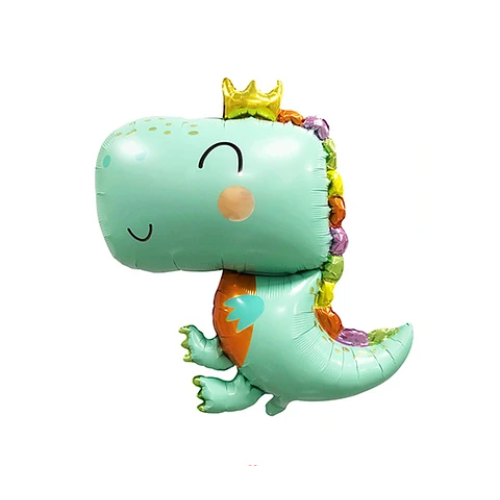 Globo Metálico Dinosaurio Con Corona 74x90Cm-0