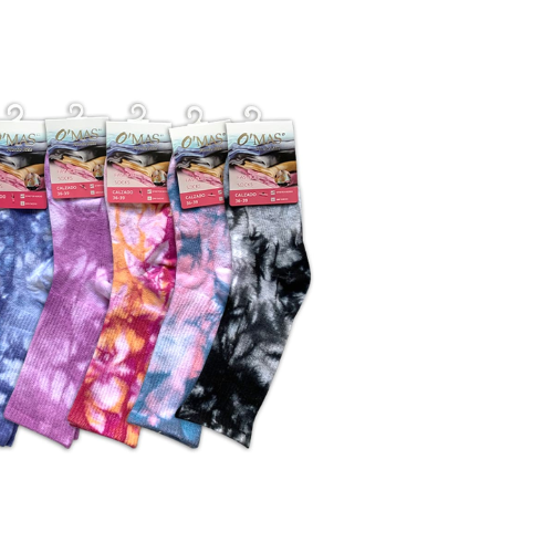 Calcetines Mujer Media Caña Diseño Tie Dye 12 Unidades-0