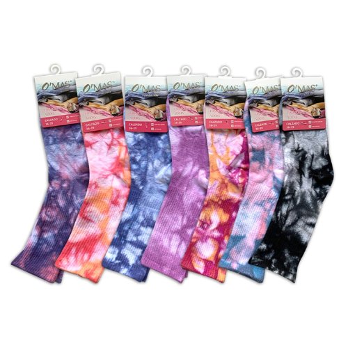 Calcetines Mujer Media Caña Diseño Tie Dye 12 Unidades-1