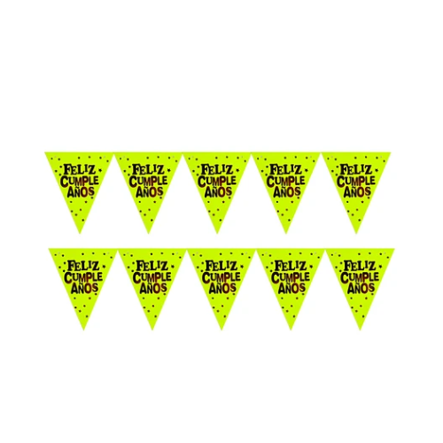 Guirnalda Feliz Cumpleaños Amarillo Fluor 3.5m-0