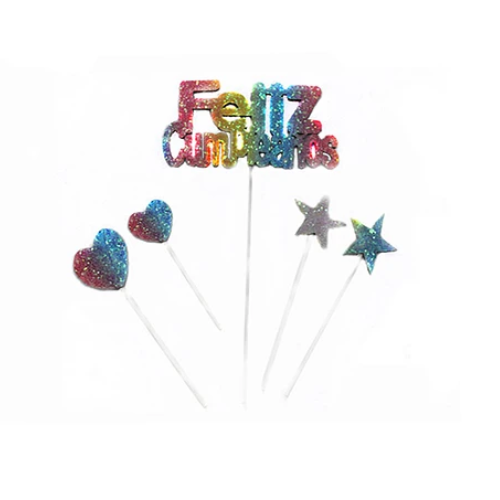 Set De Toppers Feliz Cumpleaños 5pcs-0