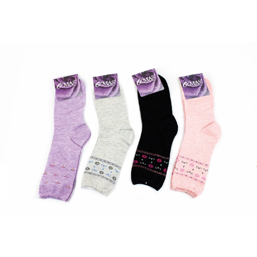 Calcetines De Mujer Liso Con Estampado 12 Unid-1