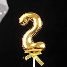 TOPPER TORTA NUMERAL DORADO 2-1