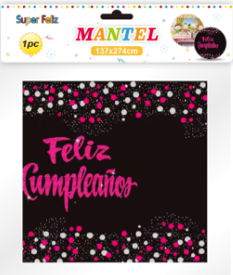 MANTEL ESTAMPADO FELIZ CUMPLEAÑOS FUCSIA-0