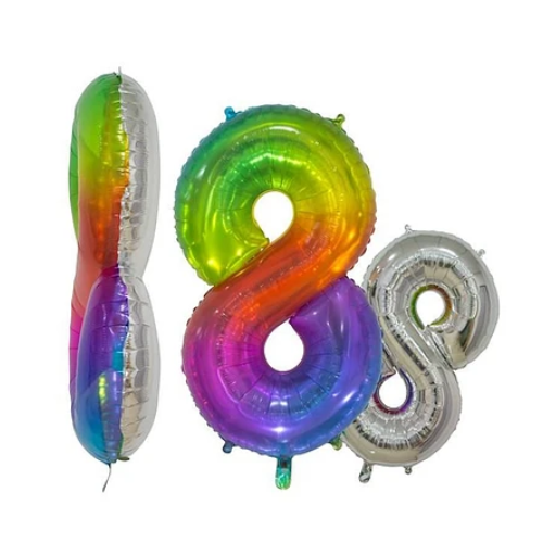 Globo Metálico Número 8 Multicolor 16 Pulgadas-0
