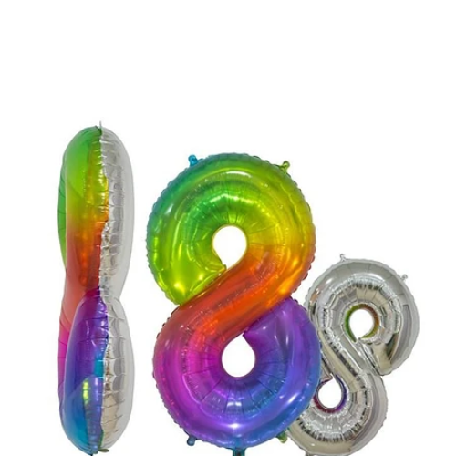 Globo Metálico Número 8 Multicolor 16 Pulgadas-1