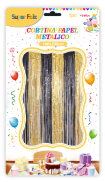CORTINA METÁLICA NEGRO C/N DORADO 2MX1M-0
