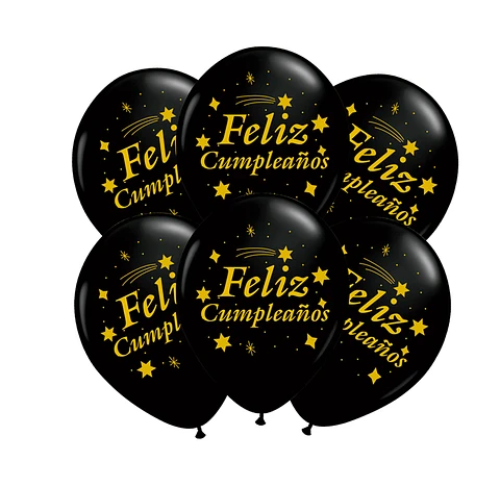 Set De Globos Latex Feliz Cumpleaños Letras Doradas-0