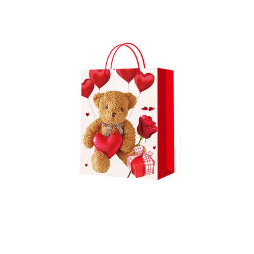 Bolsa De Regalo Oso Globos Rojos  26X10X32Cm | 12 Unid-0
