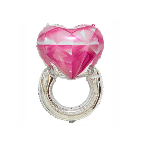 Globo Metalico Anillo De Corazón Rosado-0