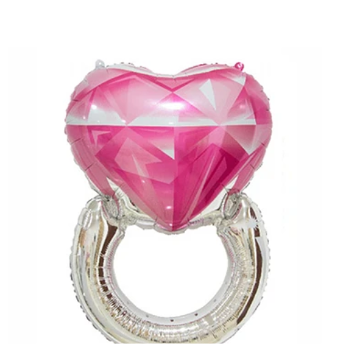 Globo Metalico Anillo De Corazón Rosado-1