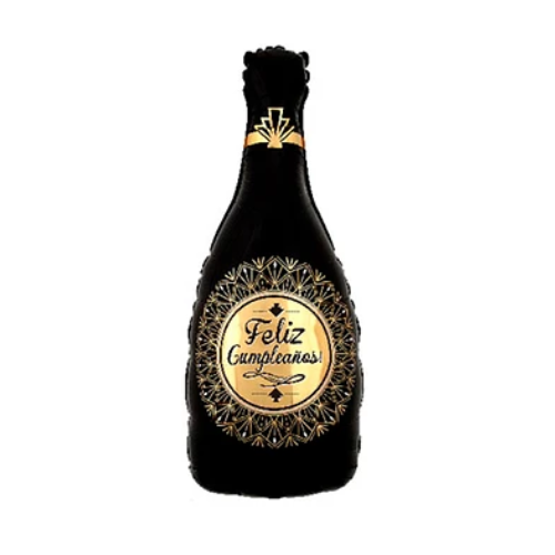 Globo Metalico Botella De Vino Negro 48x92 cm-0